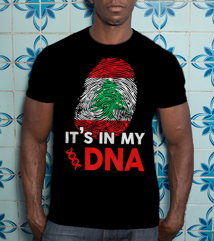 Lebanon It's In My DNA Lebanese Fingerprint Flag T-Shirt