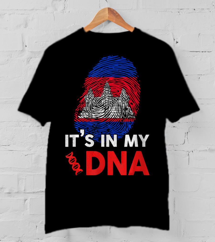 Cambodia It's In My DNA With Angkor Wat Fingerprint T-Shirt