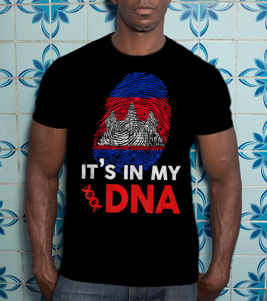 Cambodia It's In My DNA With Angkor Wat Fingerprint T-Shirt