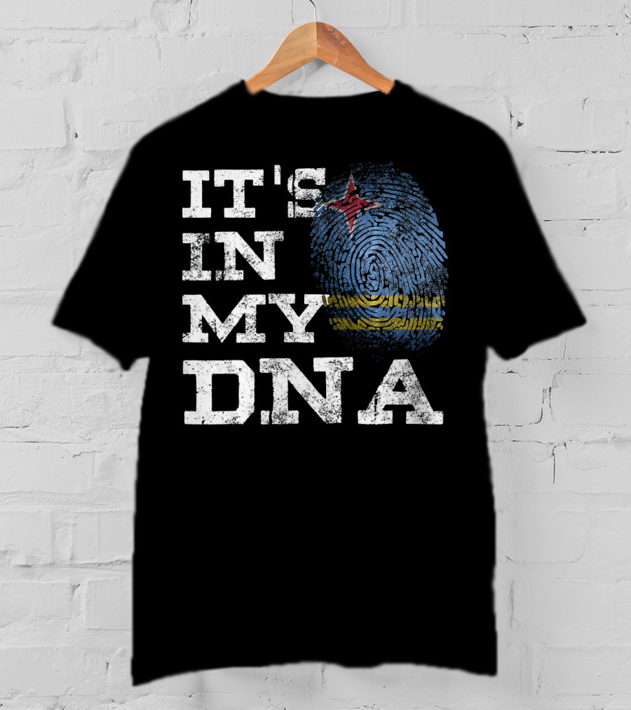 IT'S IN MY DNA Aruban Proud Aruba Flag Fingerprint T-Shirt