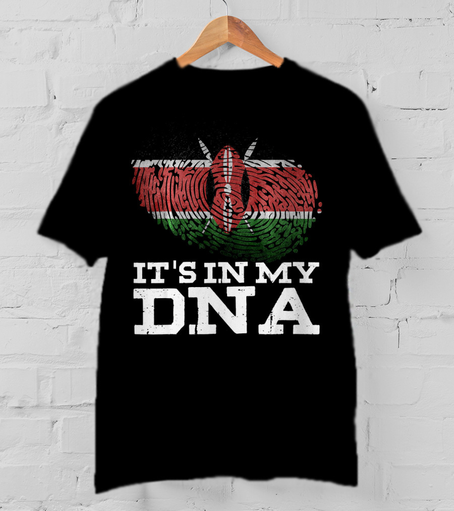 It's In My DNA Kenyan Flag Fingerprint T-Shirt