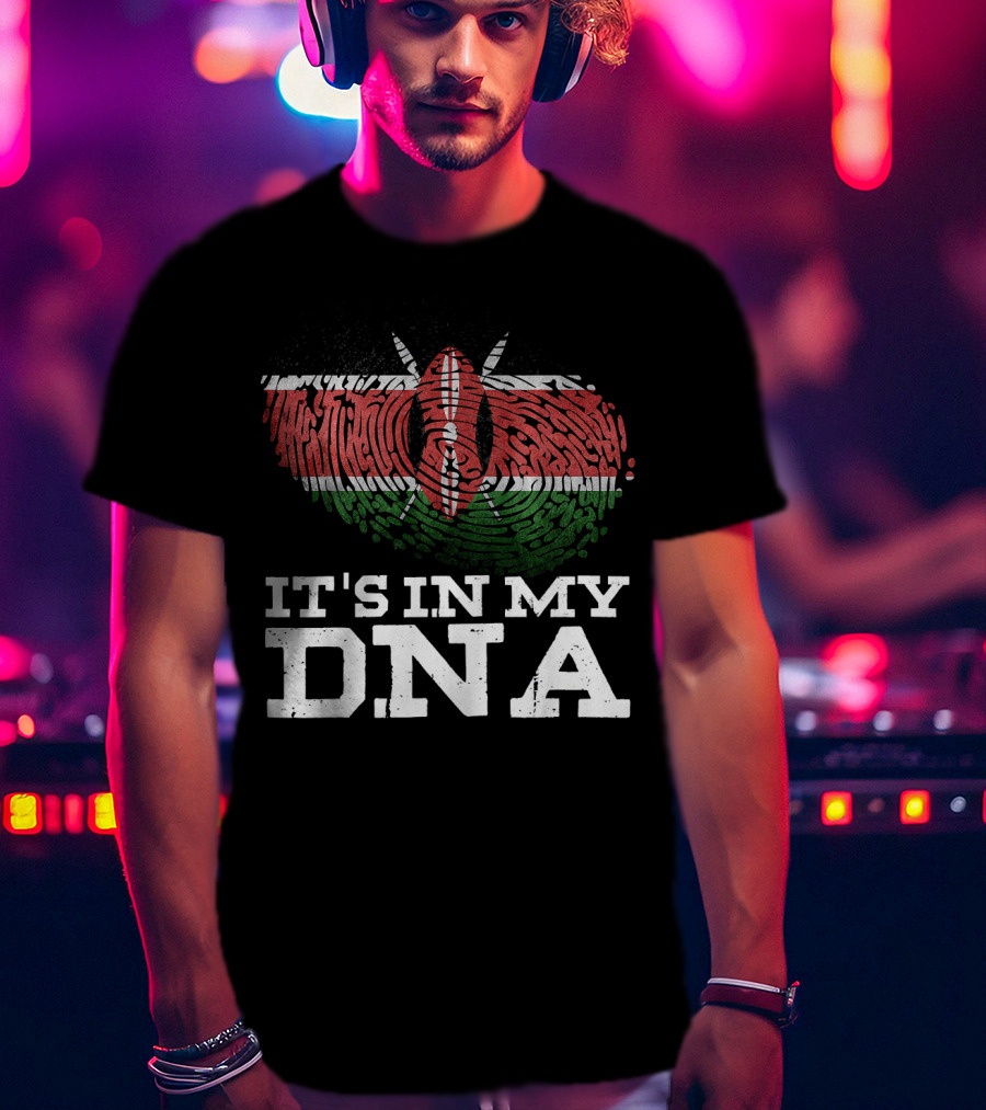 It's In My DNA Kenyan Flag Fingerprint T-Shirt