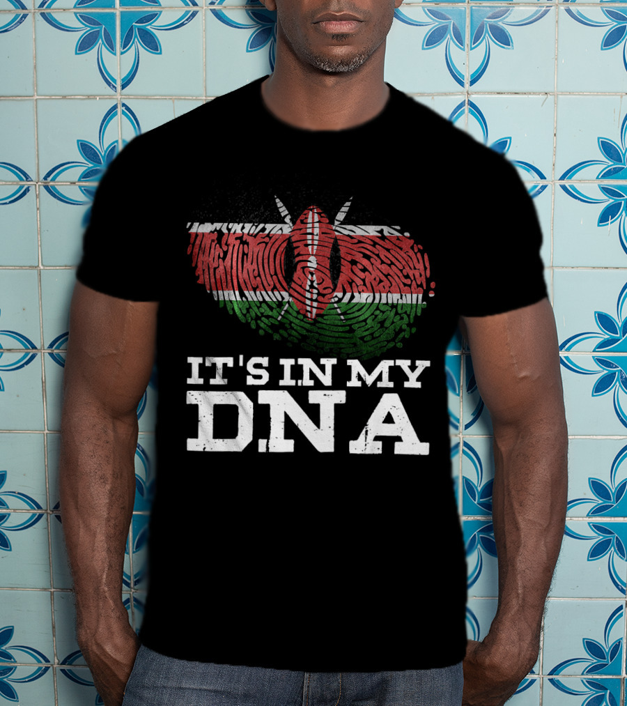 It's In My DNA Kenyan Flag Fingerprint T-Shirt