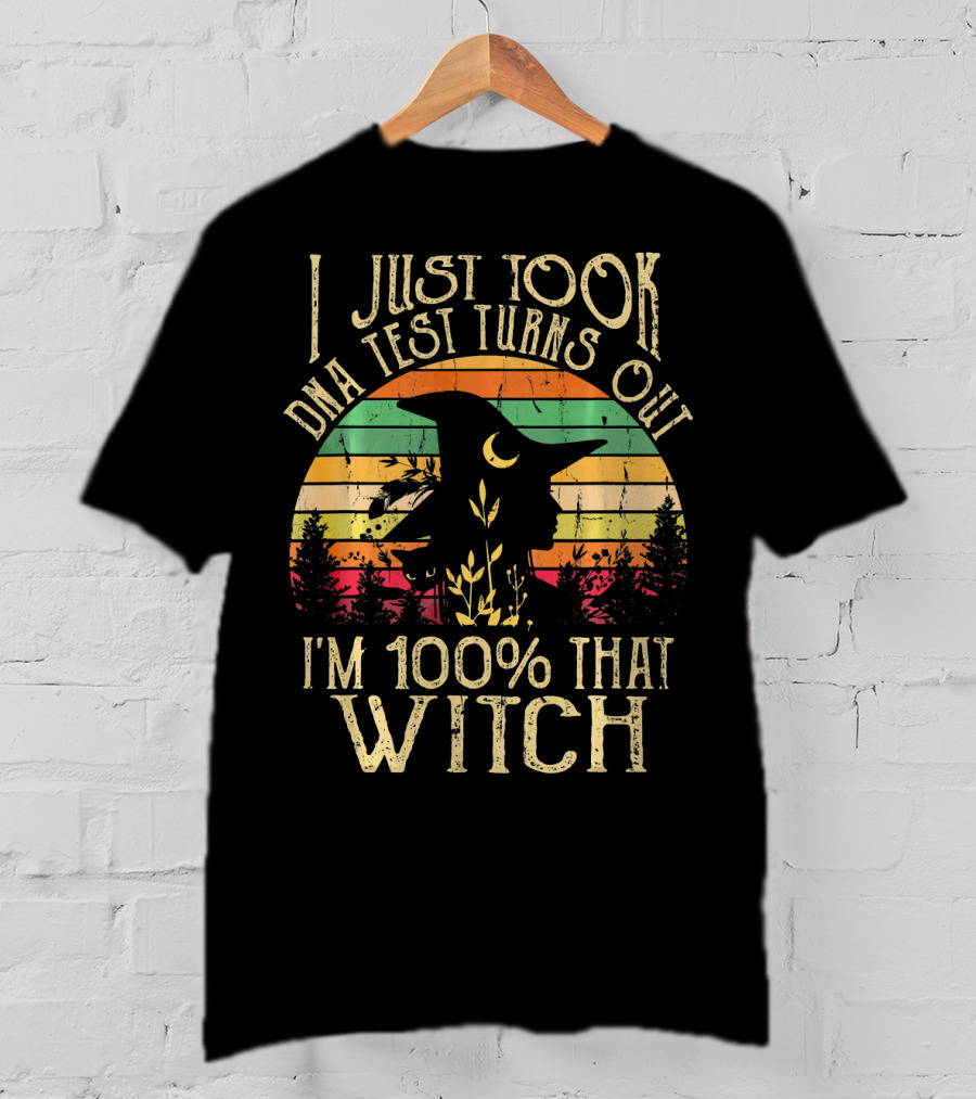 I Just Took A Dna Test Turns Out I'm 100% That Witch Retro Sunset Witch T-Shirt