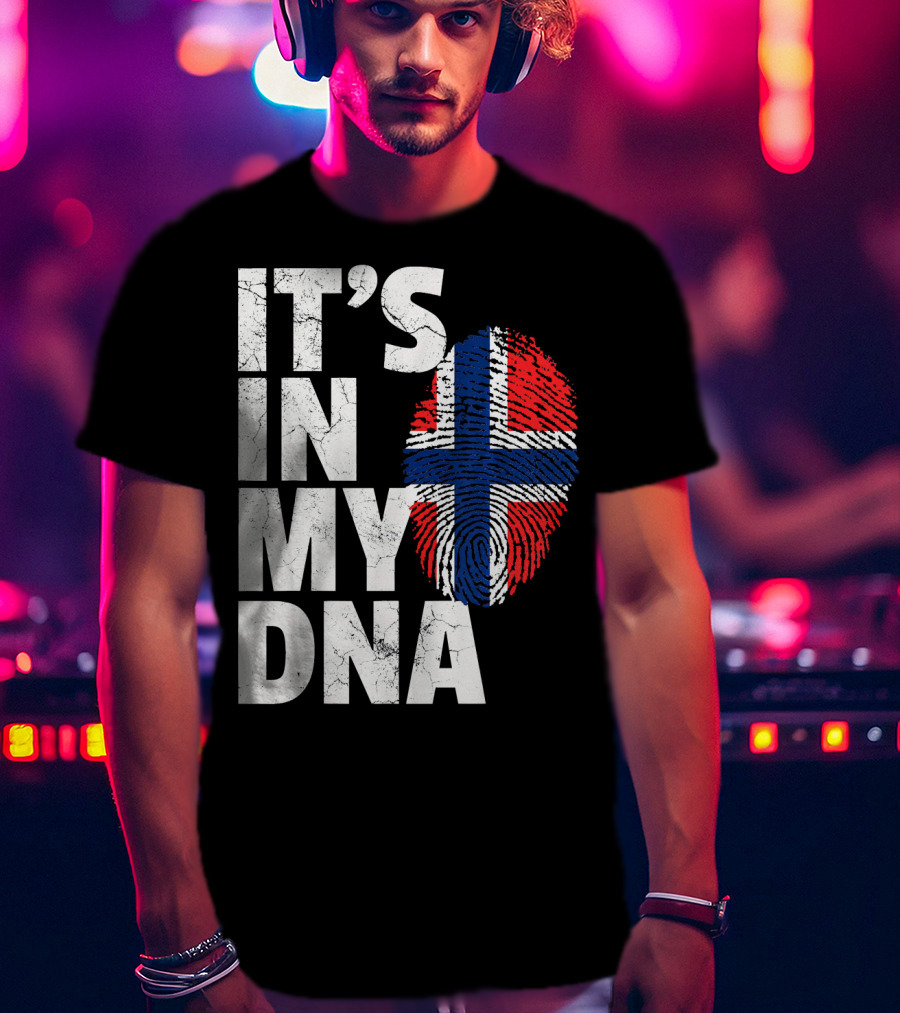 IT'S IN MY DNA Norwegian Norway Flag Fingerprint Pride T-Shirt