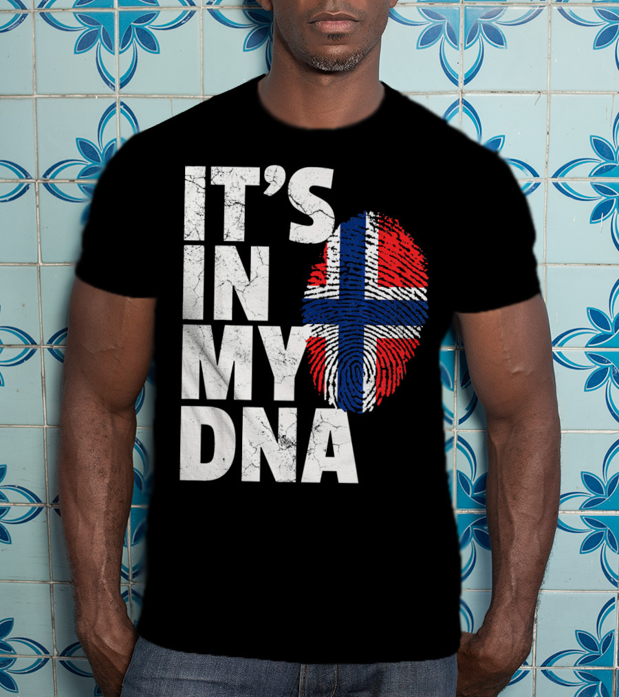 IT'S IN MY DNA Norwegian Norway Flag Fingerprint Pride T-Shirt
