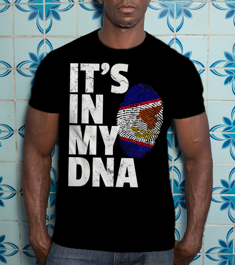 IT'S IN MY DNA American Samoa Flag Samoan Fingerprint T-Shirt