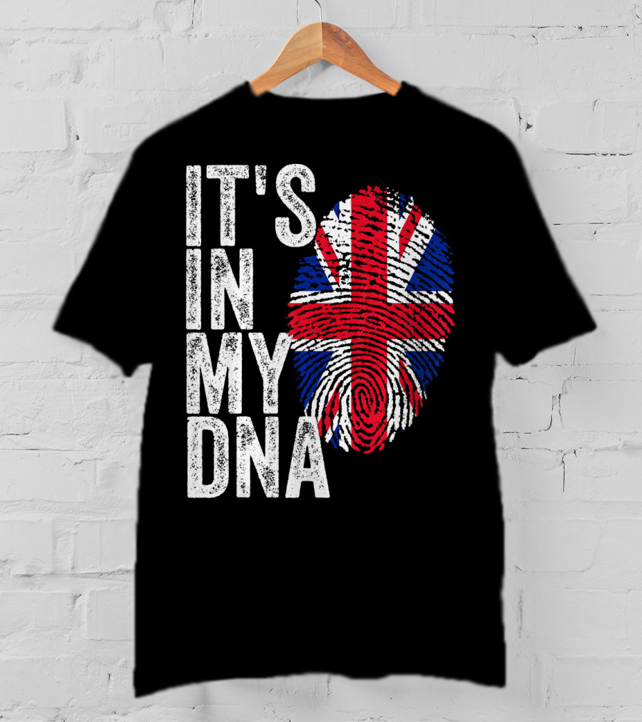 IT'S IN MY DNA UK Union Jack Fingerprint Flag T-Shirt