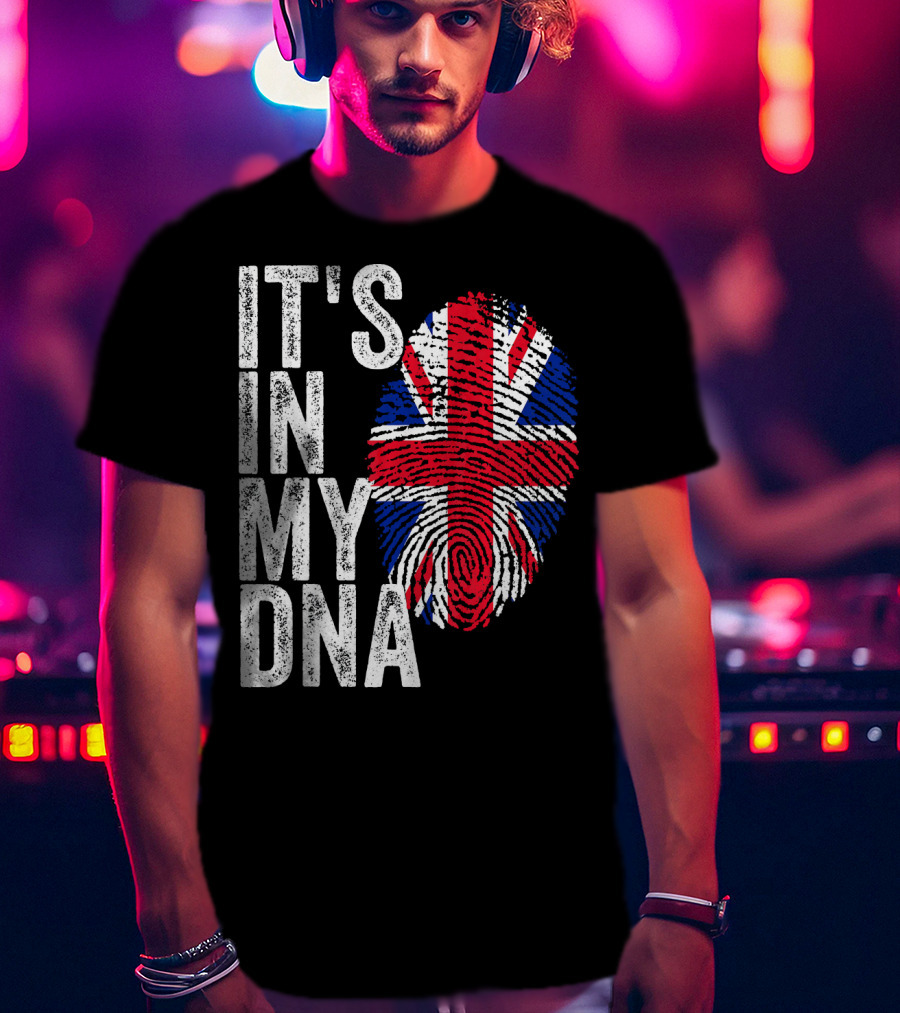 IT'S IN MY DNA UK Union Jack Fingerprint Flag T-Shirt