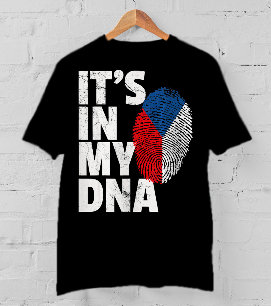 IT'S IN MY DNA Czechia Czech Republic Fingerprint Flag T-Shirt