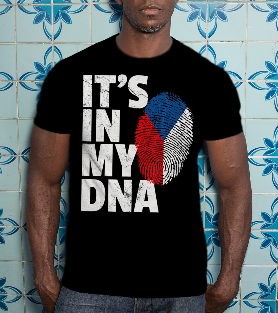 IT'S IN MY DNA Czechia Czech Republic Fingerprint Flag T-Shirt