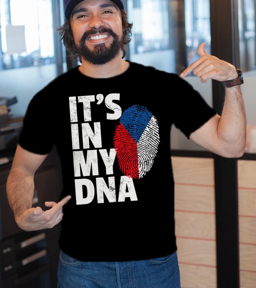IT'S IN MY DNA Czechia Czech Republic Fingerprint Flag T-Shirt