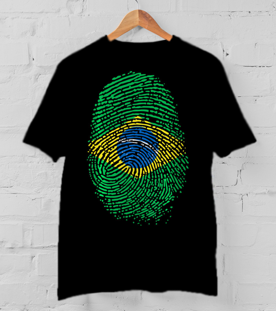 Proud DNA Brasil Flag Thumbprint Brazil T-Shirt