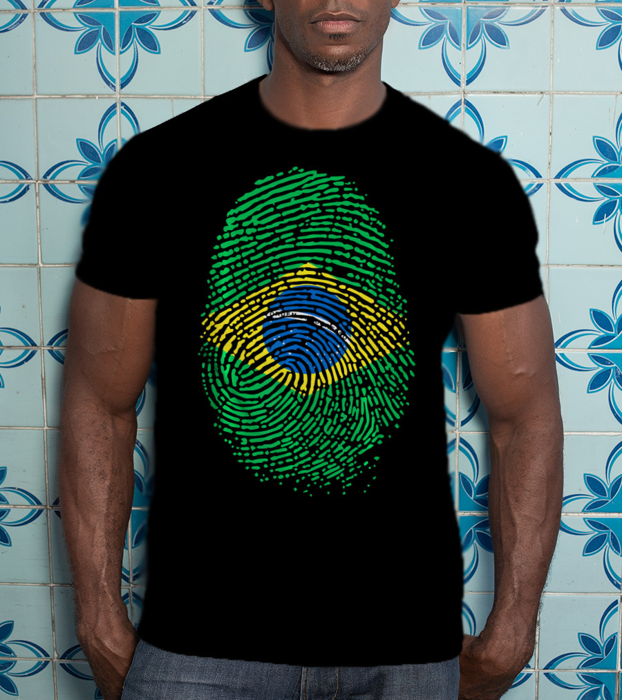 Proud DNA Brasil Flag Thumbprint Brazil T-Shirt