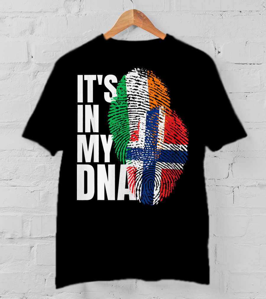 IT'S IN MY DNA Irish Plus Norwegian Mix Heritage Fingerprint T-Shirt