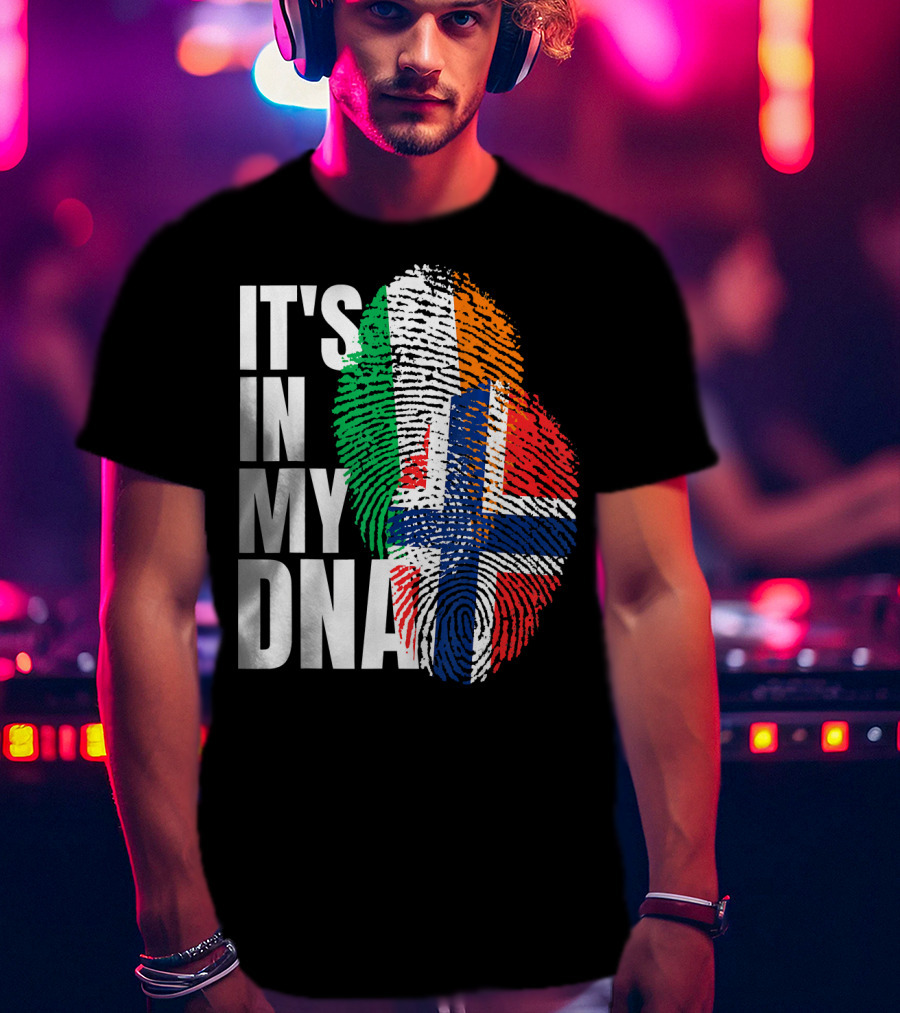 IT'S IN MY DNA Irish Plus Norwegian Mix Heritage Fingerprint T-Shirt