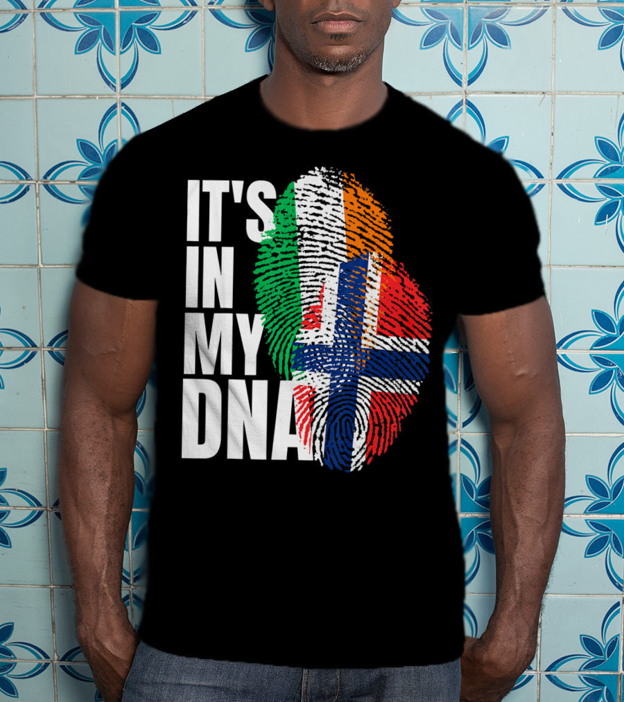 IT'S IN MY DNA Irish Plus Norwegian Mix Heritage Fingerprint T-Shirt