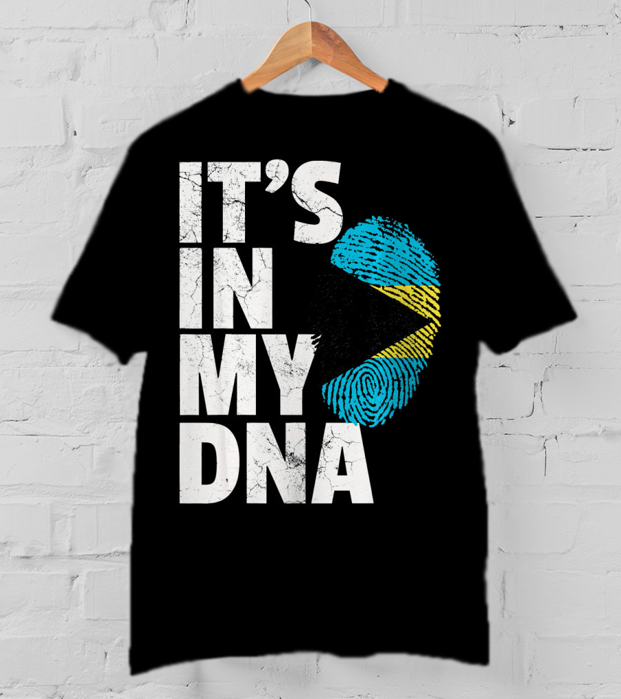 IT'S IN MY DNA Bahamas Bahamian Flag Fingerprint T-Shirt
