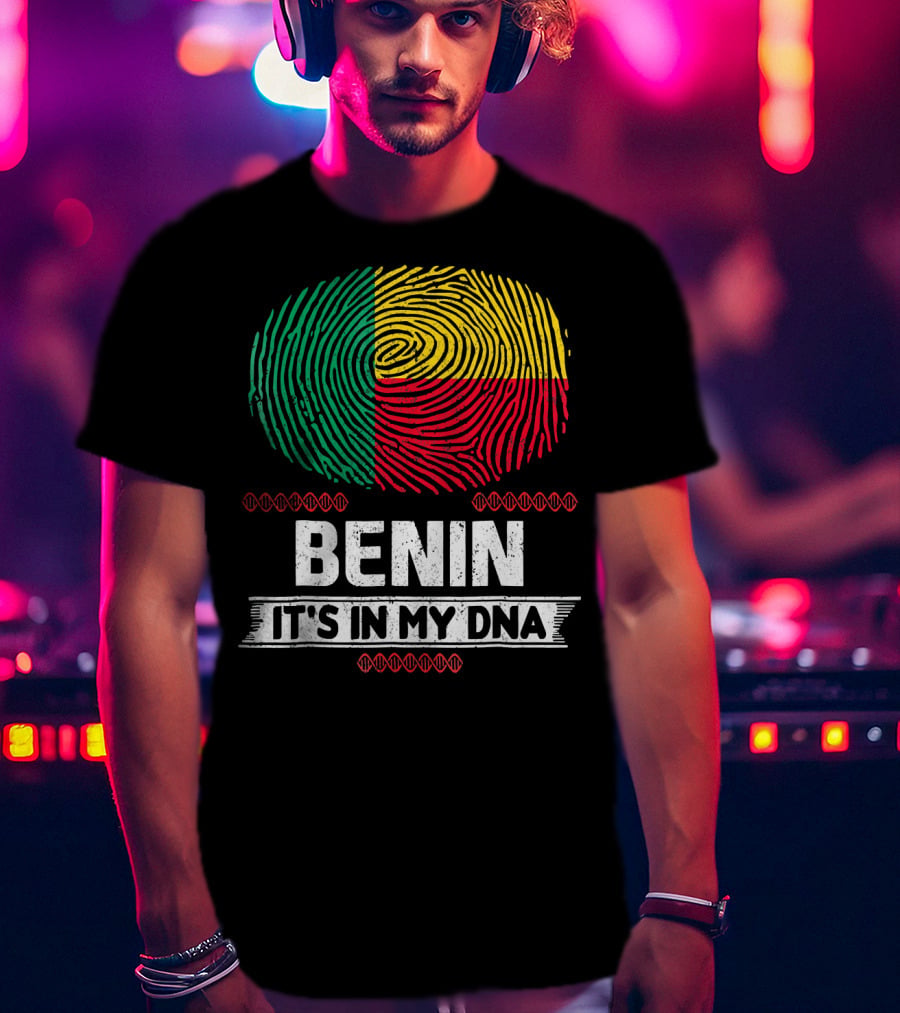 Benin It's In My DNA Beninese Flag Fingerprint T-Shirt