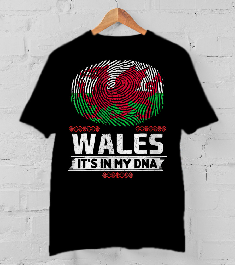 Wales It's In My DNA Welsh Flag Fingerprint T-Shirt