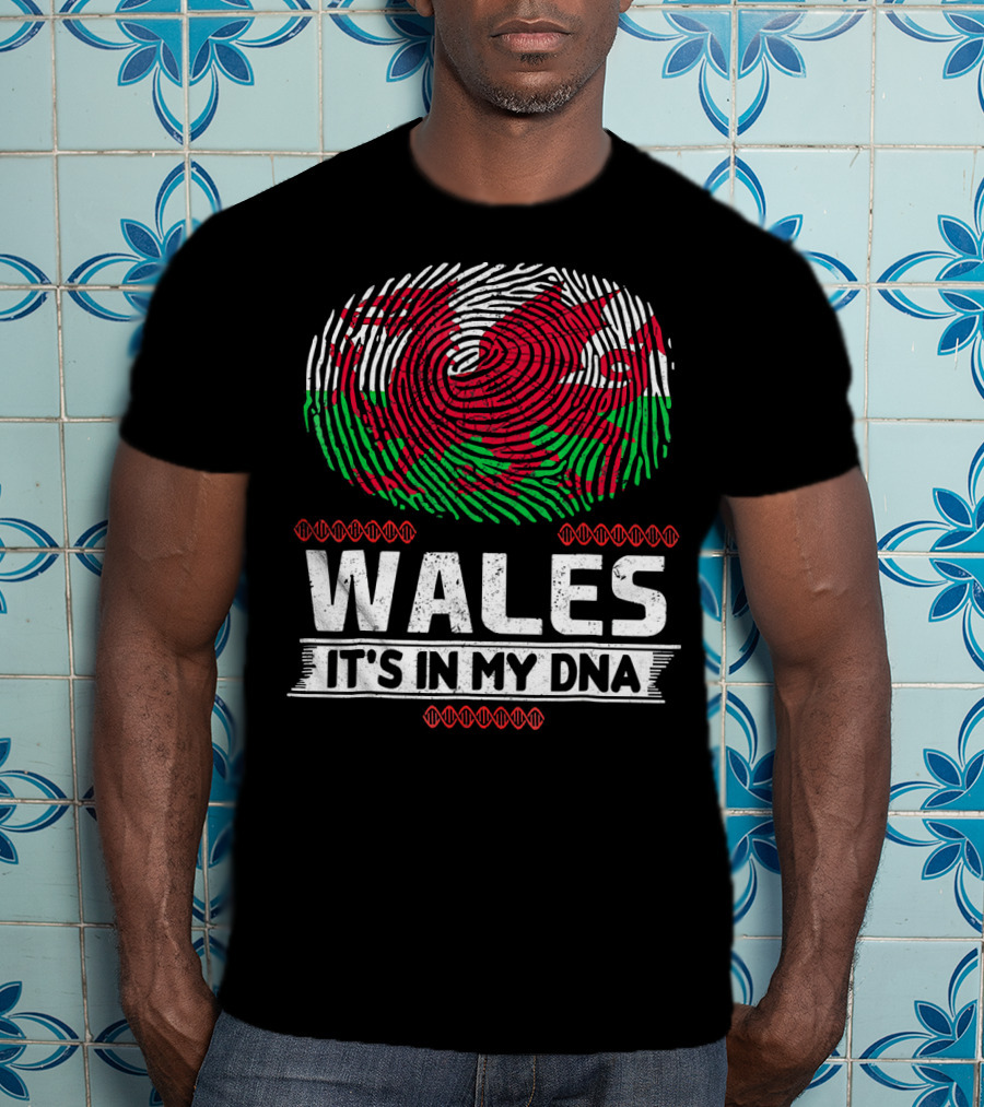 Wales It's In My DNA Welsh Flag Fingerprint T-Shirt
