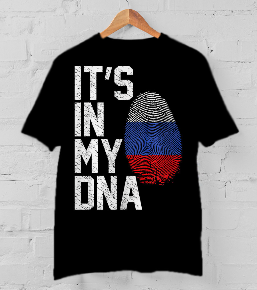 IT'S IN MY DNA Russia Flag Fingerprint T-Shirt