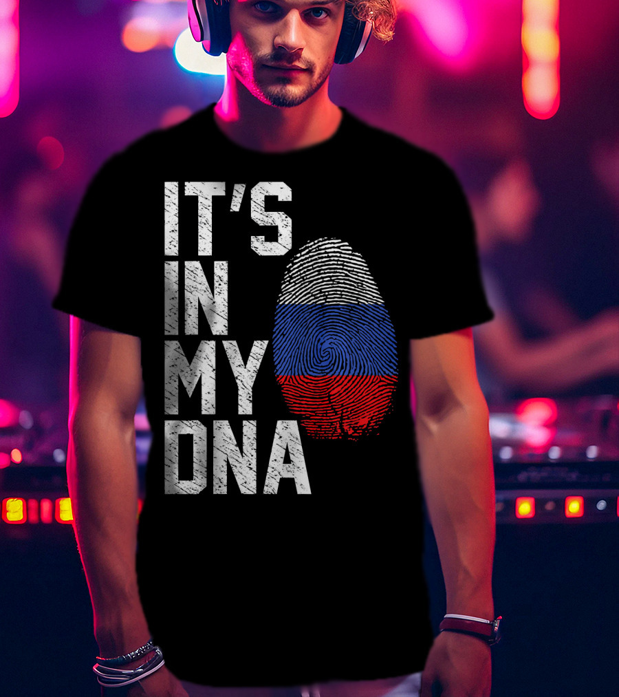 IT'S IN MY DNA Russia Flag Fingerprint T-Shirt