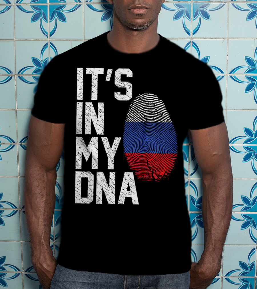 IT'S IN MY DNA Russia Flag Fingerprint T-Shirt