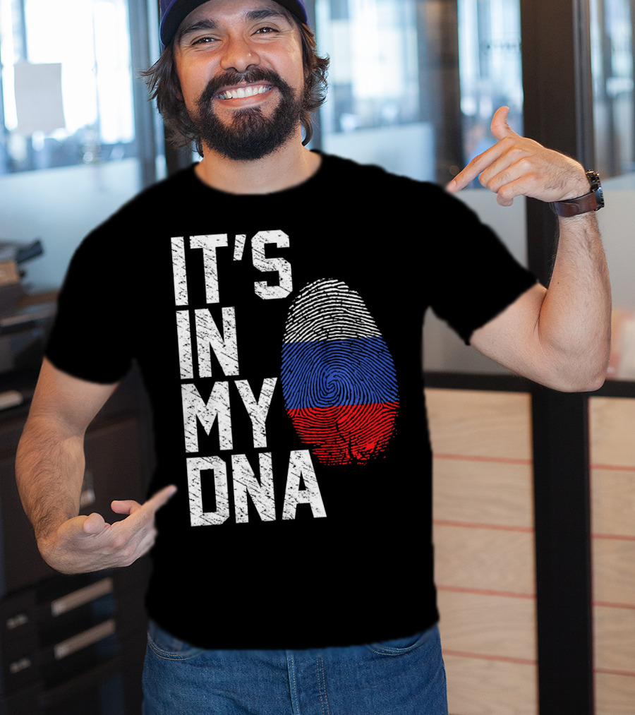 IT'S IN MY DNA Russia Flag Fingerprint T-Shirt