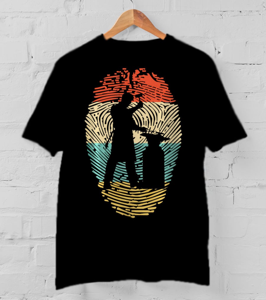 Fingerprint Retro BLACKSMITH Silhouette Craftsmanship T-Shirt