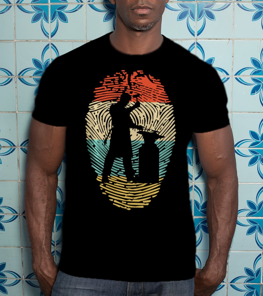 Fingerprint Retro BLACKSMITH Silhouette Craftsmanship T-Shirt