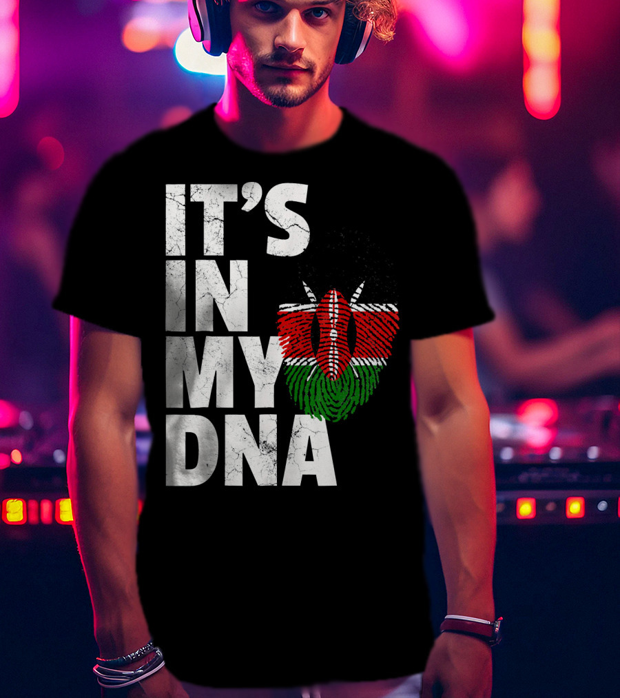 ITS IN MY DNA Kenya Flag Fingerprint T-Shirt