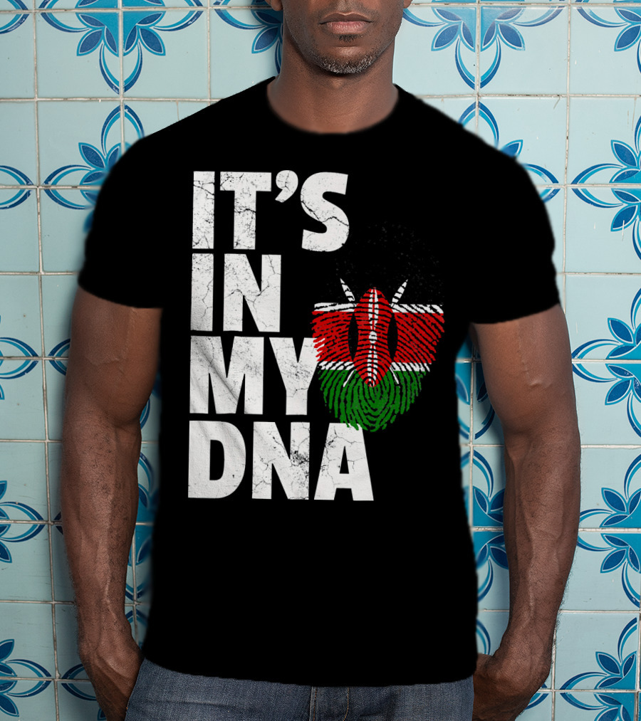 ITS IN MY DNA Kenya Flag Fingerprint T-Shirt