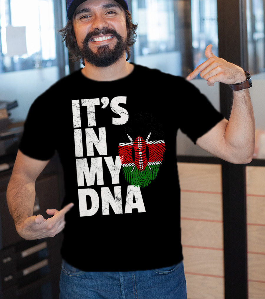 ITS IN MY DNA Kenya Flag Fingerprint T-Shirt