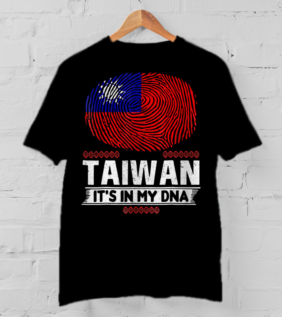 TAIWAN IT'S IN MY DNA Fingerprint Taiwanese Flag T-Shirt
