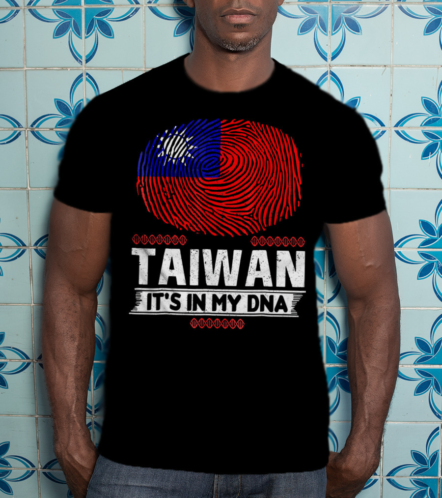TAIWAN IT'S IN MY DNA Fingerprint Taiwanese Flag T-Shirt