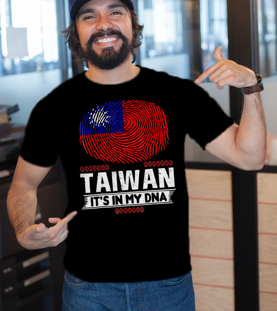 TAIWAN IT'S IN MY DNA Fingerprint Taiwanese Flag T-Shirt