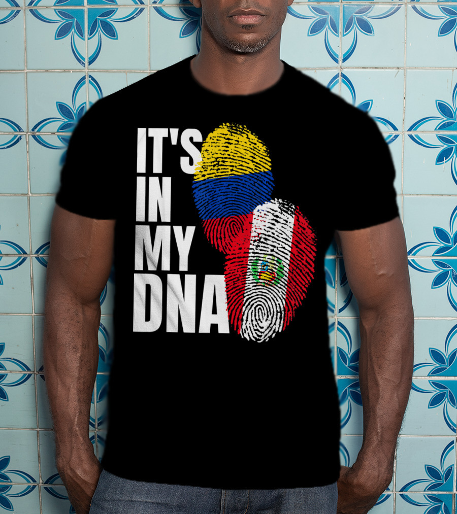 IT'S IN MY DNA Peruvian And Colombian Fingerprint Flag Heritage T-Shirt