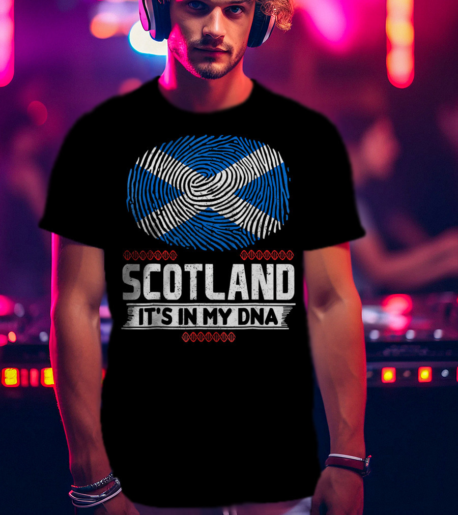 SCOTLAND It's In My DNA Scottish Flag Fingerprint T-Shirt
