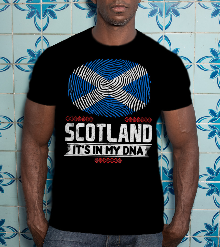 SCOTLAND It's In My DNA Scottish Flag Fingerprint T-Shirt