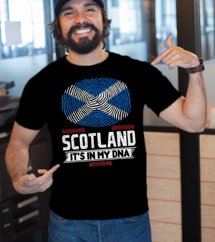 SCOTLAND It's In My DNA Scottish Flag Fingerprint T-Shirt