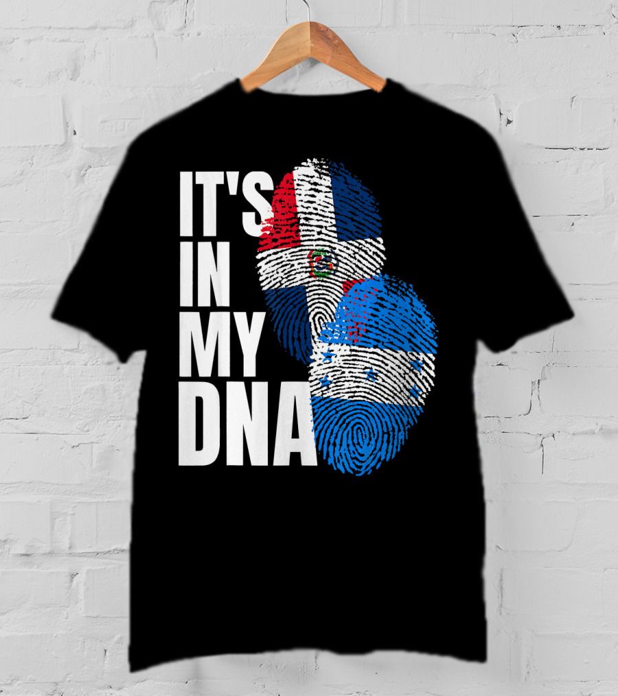 Honduran And Dominican Mix It's In My DNA Fingerprints Flag T-Shirt
