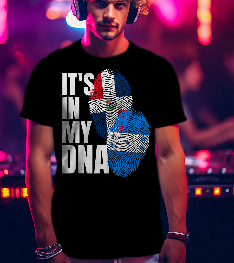 Honduran And Dominican Mix It's In My DNA Fingerprints Flag T-Shirt
