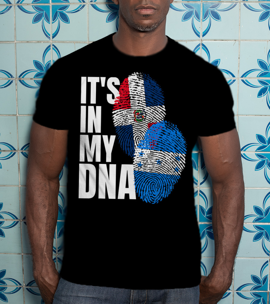 Honduran And Dominican Mix It's In My DNA Fingerprints Flag T-Shirt