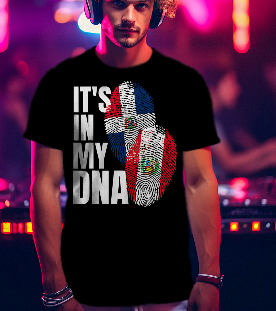 It's In My DNA Peruvian Dominican Fingerprint Flag T-Shirt