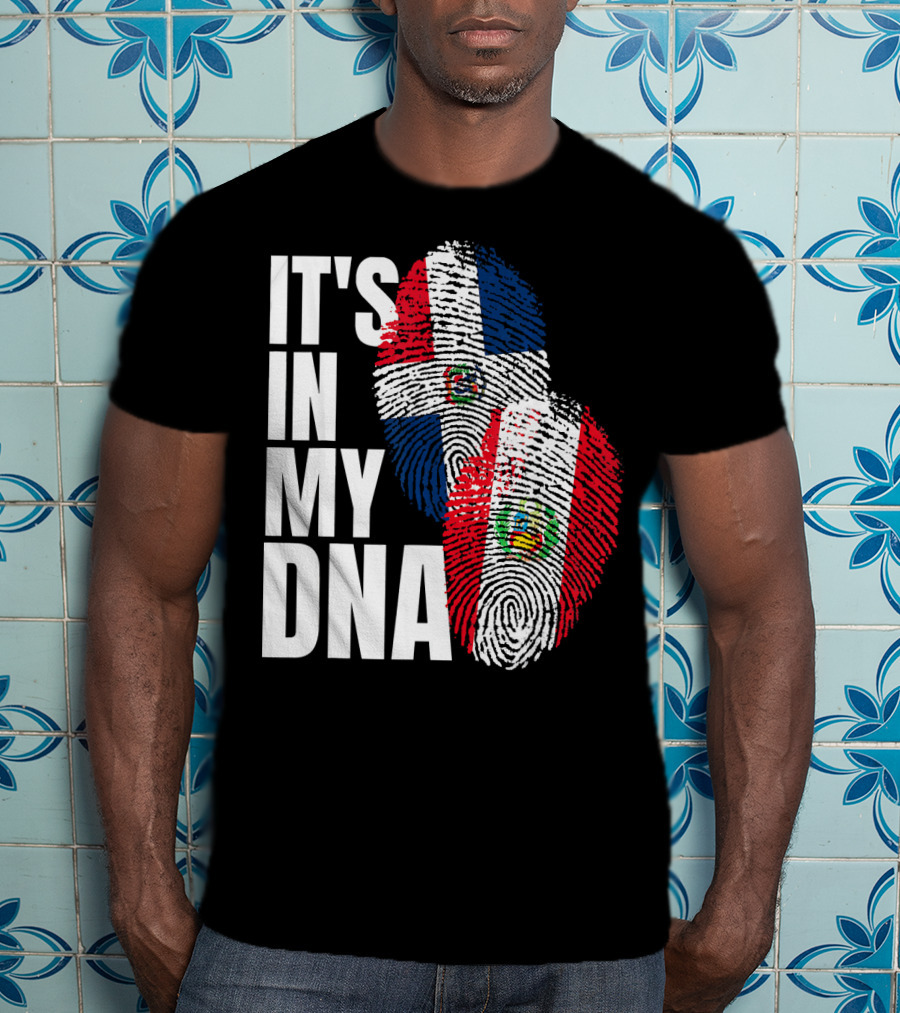It's In My DNA Peruvian Dominican Fingerprint Flag T-Shirt