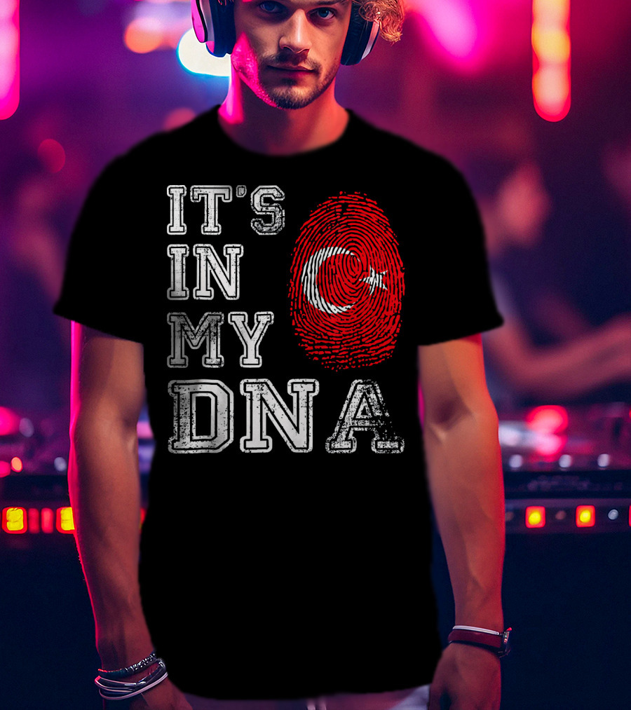 It's In My DNA Turkey Flag Fingerprint T-Shirt