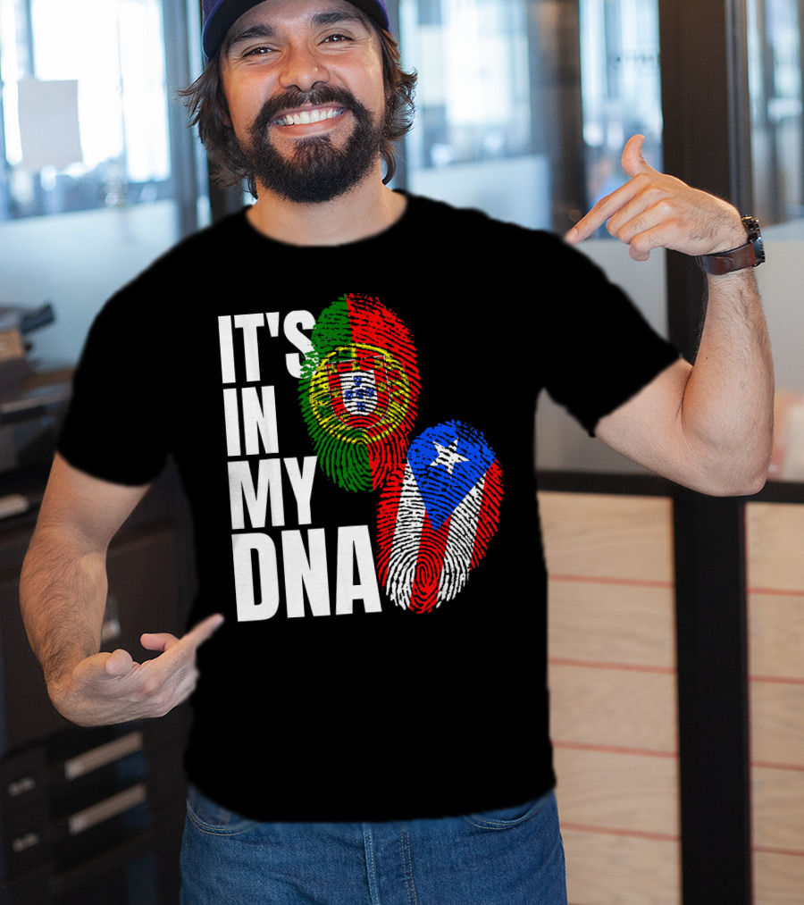IT'S IN MY DNA Portuguese Puerto Rican Flag Fingerprint Heritage T-Shirt
