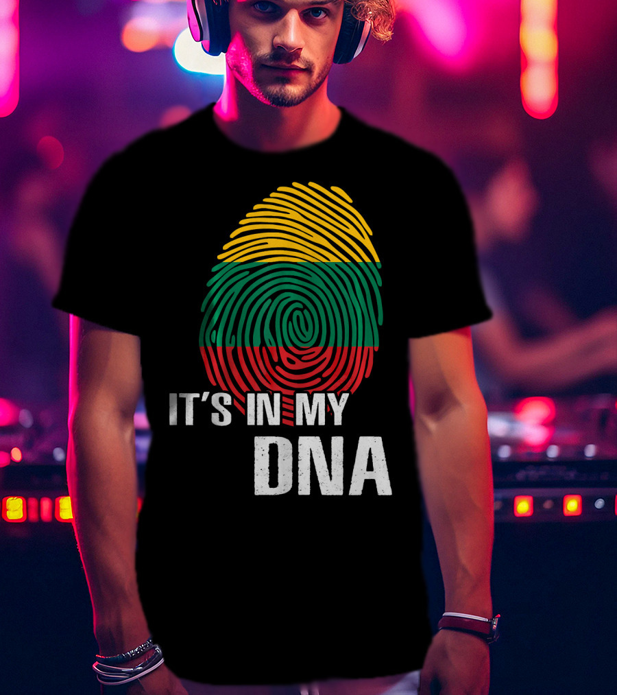 It's In My DNA Lithuania Fingerprint Lithuanian Flag T-Shirt