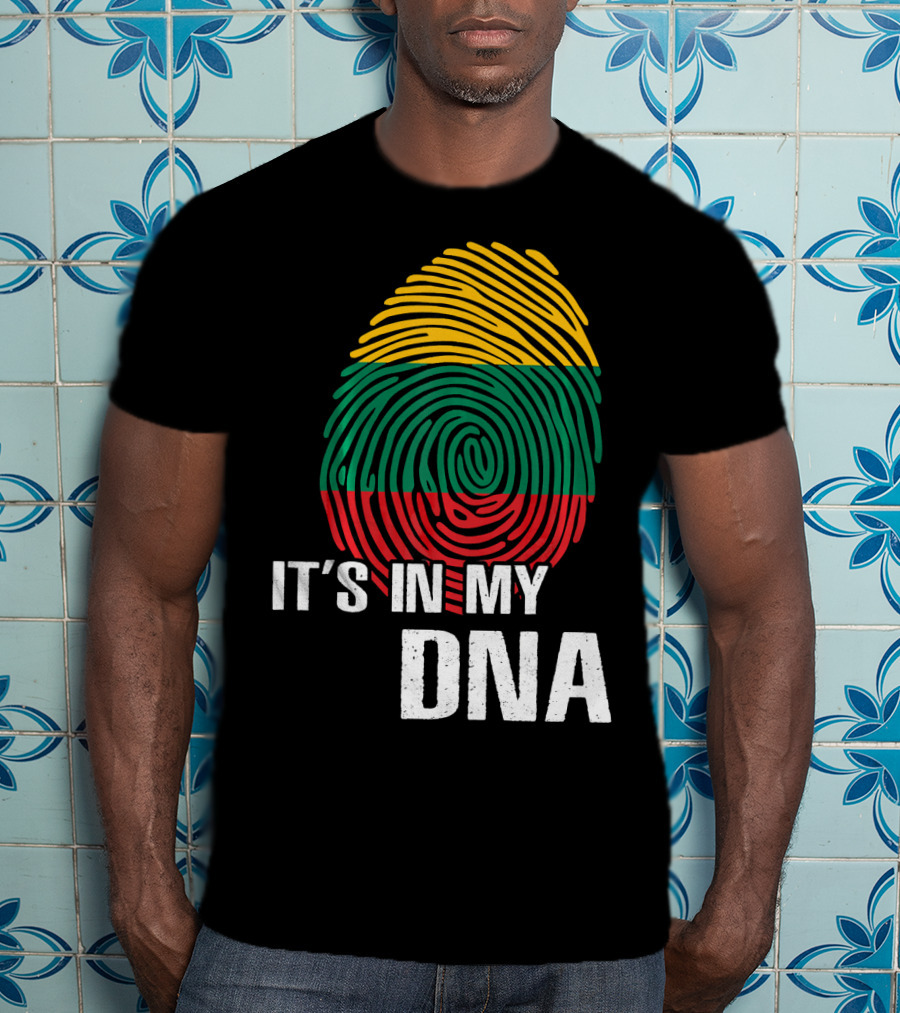 It's In My DNA Lithuania Fingerprint Lithuanian Flag T-Shirt